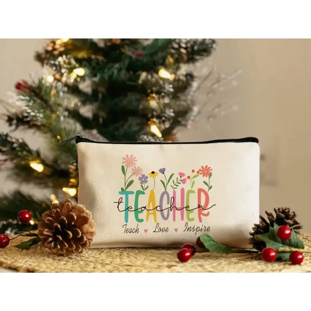 Teacher-Themed Appreciation Zipper Pouch Makeup & Toiletry Bags for Organizing